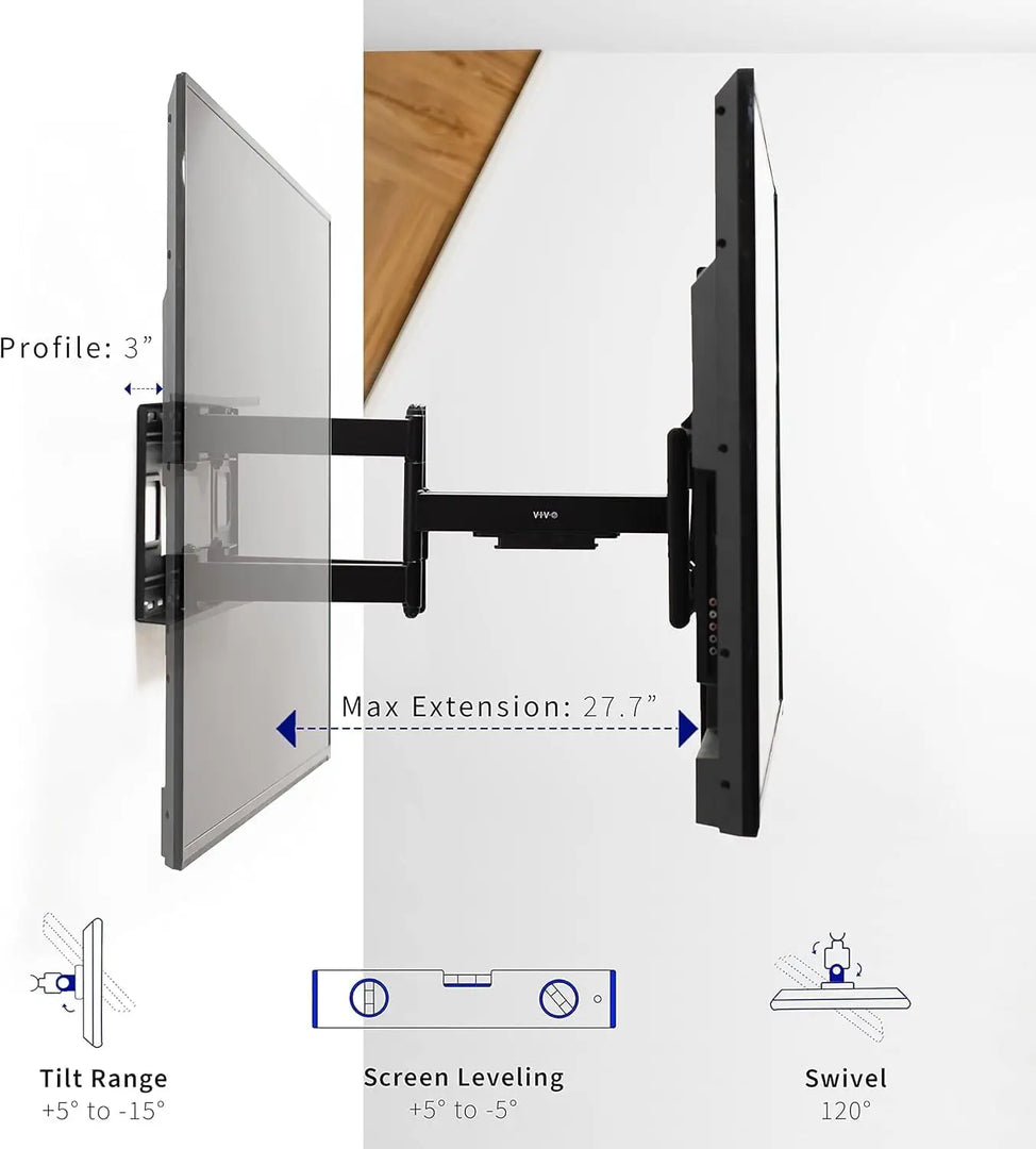 NEWSTAR Heavy Duty 60 to 120 inch Extra Large Screen TV Articulating Wall Mount for LCD LED Flat and Curved Screens, Extended Arm Swivel Mount, Max VESA 900x600mm, Black, 91-LPA77696