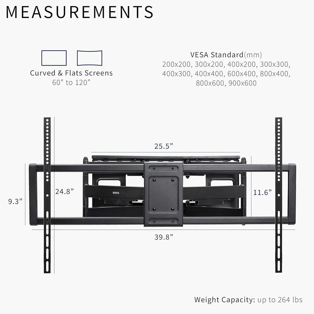 NEWSTAR Heavy Duty 60 to 120 inch Extra Large Screen TV Articulating Wall Mount for LCD LED Flat and Curved Screens, Extended Arm Swivel Mount, Max VESA 900x600mm, Black, 91-LPA77696