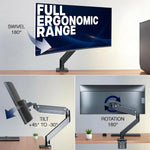 Load image into Gallery viewer, NEWSTAR Single Monitor Arm, Gas Spring Single Monitor Mount up to 49 inches, Ultrawide Monitor Arm Holds up to 20KG, Heavy Duty Monitor Mount Desk with C Clamp and Grommet Base