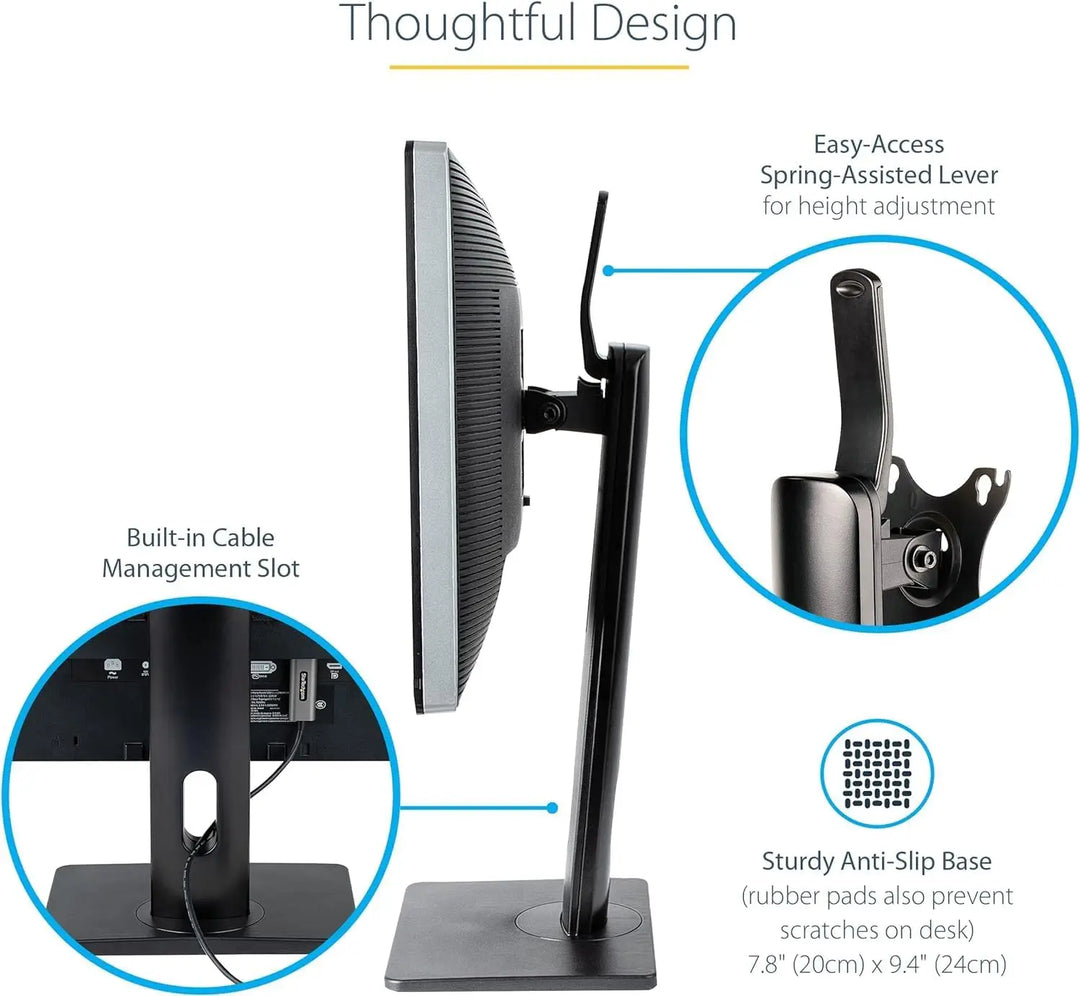 NEWSTAR Single Monitor Stand VESA Mount for 17-32 Inch Screens, Free-Standing Monitor Riser with Swivel Tilt Rotation Height Adjustable, VESA Monitor Mount Hold up to 2~7KG , VESA 75x75 100x100 mm