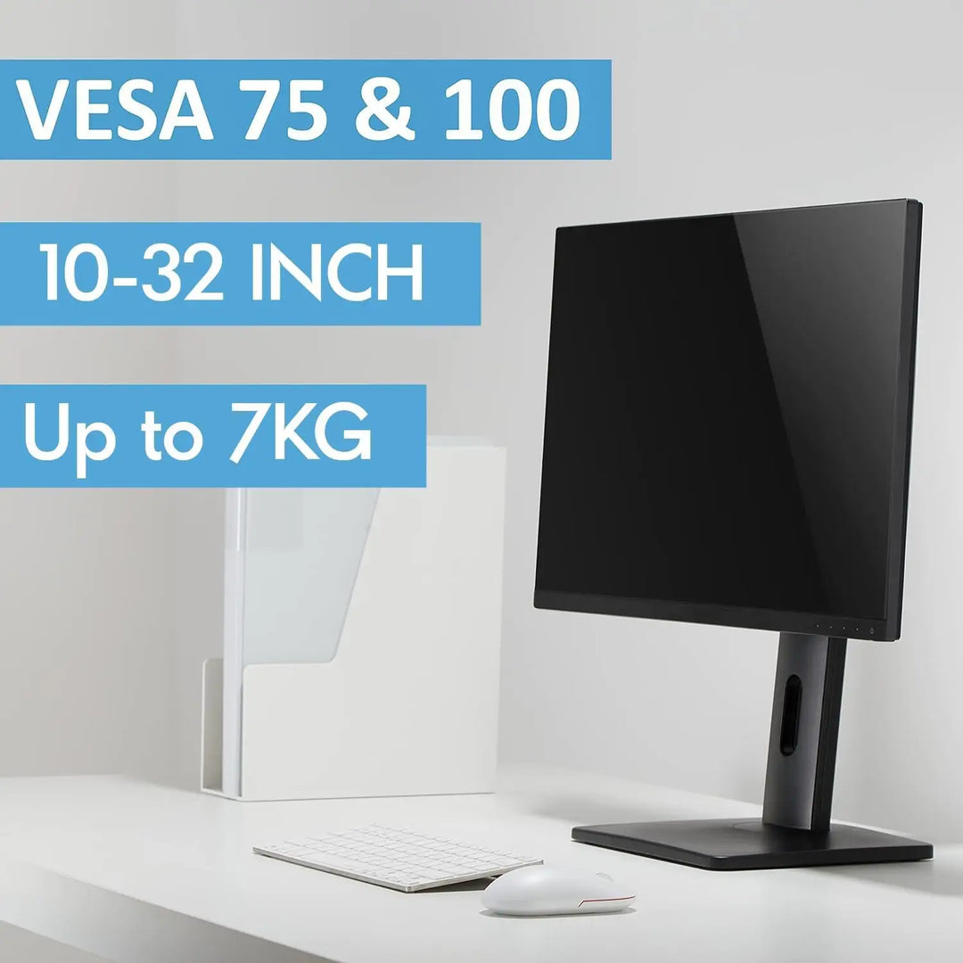 NEWSTAR Single Monitor Stand VESA Mount for 17-32 Inch Screens, Free-Standing Monitor Riser with Swivel Tilt Rotation Height Adjustable, VESA Monitor Mount Hold up to 2~7KG , VESA 75x75 100x100 mm