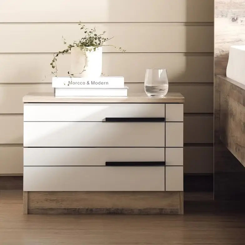 Nightstand – 2 Drawers (White Natural Finish)