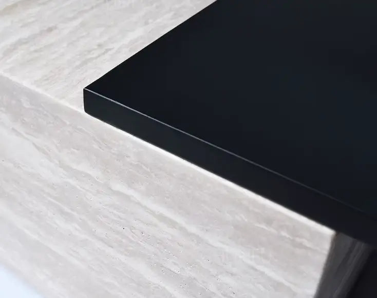Nordic Modern Living Room Furniture - Removable Storage Travertine Marble Coffee Table with Iron Base-GCC Home Center