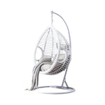 Load image into Gallery viewer, Nordic Style Hanging Swing Chair with Wicker Basket - Comfortable Outdoor Swing for Balcony, Garden, or Terrace (White)-GCC Home Center
