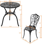Load image into Gallery viewer, NUU GARDEN 3 Piece Bistro Set Outdoor, All Weather Cast Aluminum Patio Bistro Sets Patio Table and Chairs Set of 2 with Umbrella Hole for Yard, Balcony, Black, Butterfly Backrest