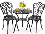 Load image into Gallery viewer, NUU GARDEN 3 Piece Bistro Set Outdoor, All Weather Cast Aluminum Patio Bistro Sets Patio Table and Chairs Set of 2 with Umbrella Hole for Yard, Balcony, Black, Butterfly Backrest