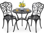Load image into Gallery viewer, NUU GARDEN 3 Piece Bistro Set Outdoor, All Weather Cast Aluminum Patio Bistro Sets Patio Table and Chairs Set of 2 with Umbrella Hole for Yard, Balcony, Black, Butterfly Backrest