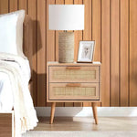 Load image into Gallery viewer, Oaktree Nightstand – 2 Drawer Rattan (Natural Finish)