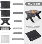 Load image into Gallery viewer, Odoland Camping Campfire Grill, Portable Folding Charcoal Grills, Backpacking BBQ Grill, Heavy Duty Firepit Grill with Carry Bag for Outdoor Cooking, Bonfire, Patio, Backyard