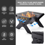Load image into Gallery viewer, Odoland Camping Campfire Grill, Portable Folding Charcoal Grills, Backpacking BBQ Grill, Heavy Duty Firepit Grill with Carry Bag for Outdoor Cooking, Bonfire, Patio, Backyard