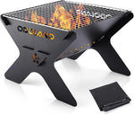 Load image into Gallery viewer, Odoland Camping Campfire Grill, Portable Folding Charcoal Grills, Backpacking BBQ Grill, Heavy Duty Firepit Grill with Carry Bag for Outdoor Cooking, Bonfire, Patio, Backyard