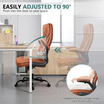 Load image into Gallery viewer, Guessky Office Chair, Big and Tall Office Chair Executive Office Chair Ergonomic Leather Chair with Lumbar Support High Back Home Office Desk Chairs Computer Chair with Adjustable Flip-Up Arms (Brown)