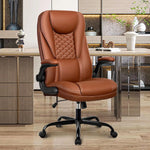Load image into Gallery viewer, Guessky Office Chair, Big and Tall Office Chair Executive Office Chair Ergonomic Leather Chair with Lumbar Support High Back Home Office Desk Chairs Computer Chair with Adjustable Flip-Up Arms (Brown)