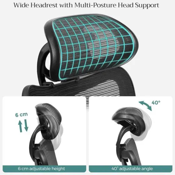 Office Chair, Ergonomic Desk Computer Chair, Mesh Chair, Adjustable Lumbar Support and Headrest Adjustable Height Black for Office-GCC Home Center