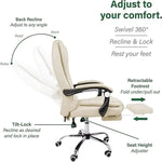 Load image into Gallery viewer, Beige leather office chair with black armrests and chrome base designed for computer and gaming use