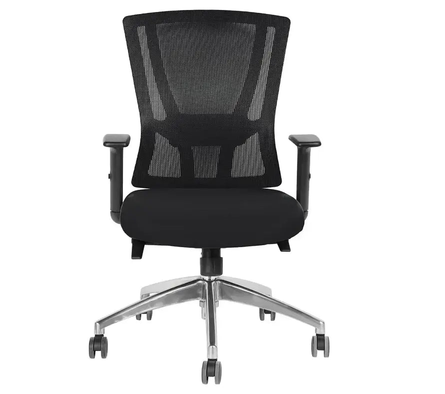 Office Executive Office Medium Back Chair, Mesh Back Rest, Aluminum Base with PU Arm Rest-GCC Home Center