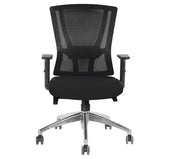 Office Executive Office Medium Back Chair, Mesh Back Rest, Aluminum Base with PU Arm Rest-GCC Home Center