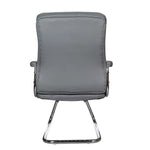 Load image into Gallery viewer, Gray leather office visitor chair with ergonomic design mesh seat and chrome cantilever aluminum base front view