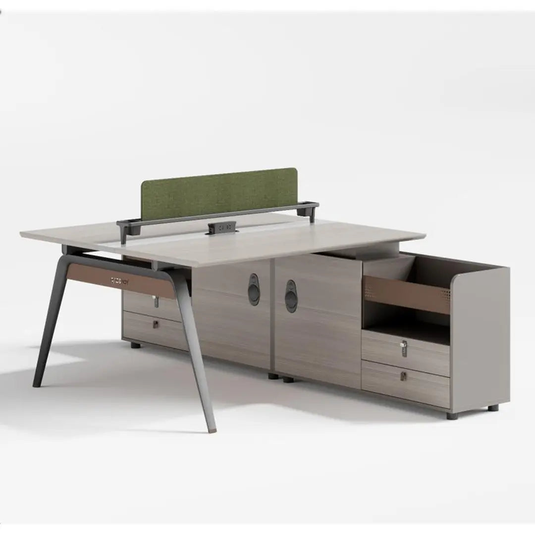 Office Workstation, Office Desk With Storage Cabinets - White Oak-GCC Home Center