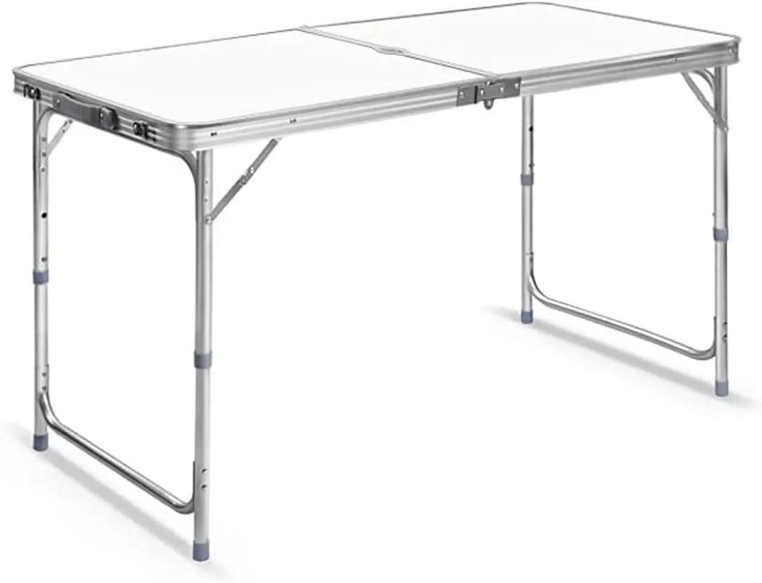 Organized Home Folding Camping Picnic Table - Portable Outdoor Aluminum Table, 3 Adjustable Heights, Lightweight Dining Table for Grill BBQ Backyard and Beach (Round tube)