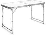 Organized Home Folding Camping Picnic Table - Portable Outdoor Aluminum Table, 3 Adjustable Heights, Lightweight Dining Table for Grill BBQ Backyard and Beach (Round tube)