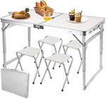 Load image into Gallery viewer, Organized Home Folding Camping Picnic Table - Portable Outdoor Aluminum Table, 3 Adjustable Heights, Lightweight Dining Table for Grill BBQ Backyard and Beach (Round tube)