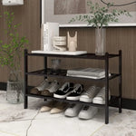 Load image into Gallery viewer, ORiTi Bamboo Shoe Rack 3 Tier Stackable Shoe Shelf Shoes Organizer Standing Shoe Stand Stable and Study for Closet Entryway Hallway Bedroom Floor Dorm Black 69x46x28cm