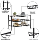 Load image into Gallery viewer, ORiTi Bamboo Shoe Rack 3 Tier Stackable Shoe Shelf Shoes Organizer Standing Shoe Stand Stable and Study for Closet Entryway Hallway Bedroom Floor Dorm Black 69x46x28cm