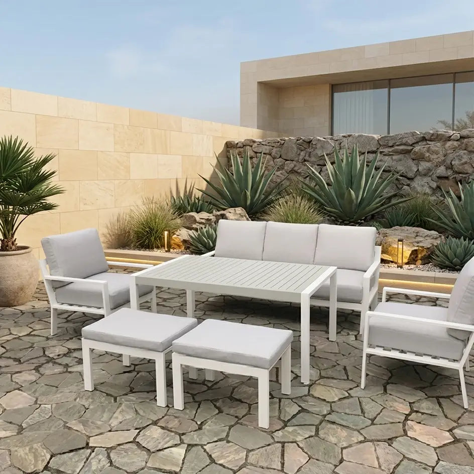 Outdoor 7 Seater Sofa Set – Grey , 7-Seater Sofa Set | Premium Fabric