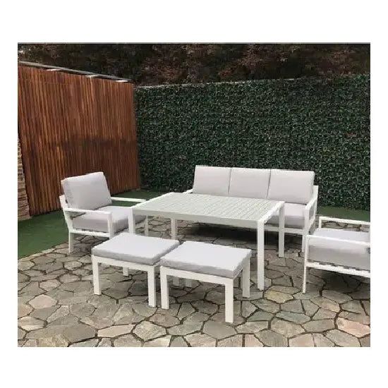 Outdoor 7 Seater Sofa Set – Grey , 7-Seater Sofa Set | Premium Fabric