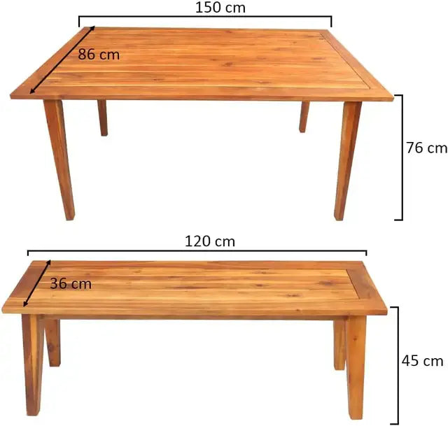 Outdoor Acacia Wood Table & Bench Set-GCC Home Center