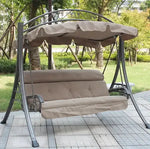 Load image into Gallery viewer, Outdoor Aluminum 3-Seater With Comfortable Cushion for Garden Balcony - Brown and Grey-GCC Home Center