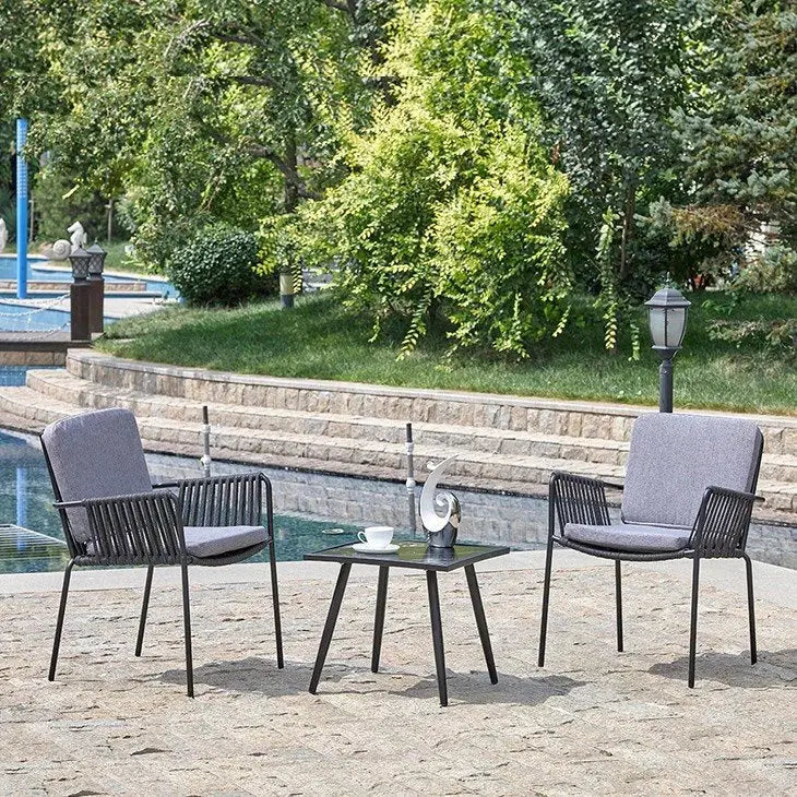 Outdoor Aluminum Frame Rope Dining Chair with Cushion-GCC Home Center