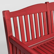 Outdoor Bench with Backrest, Red