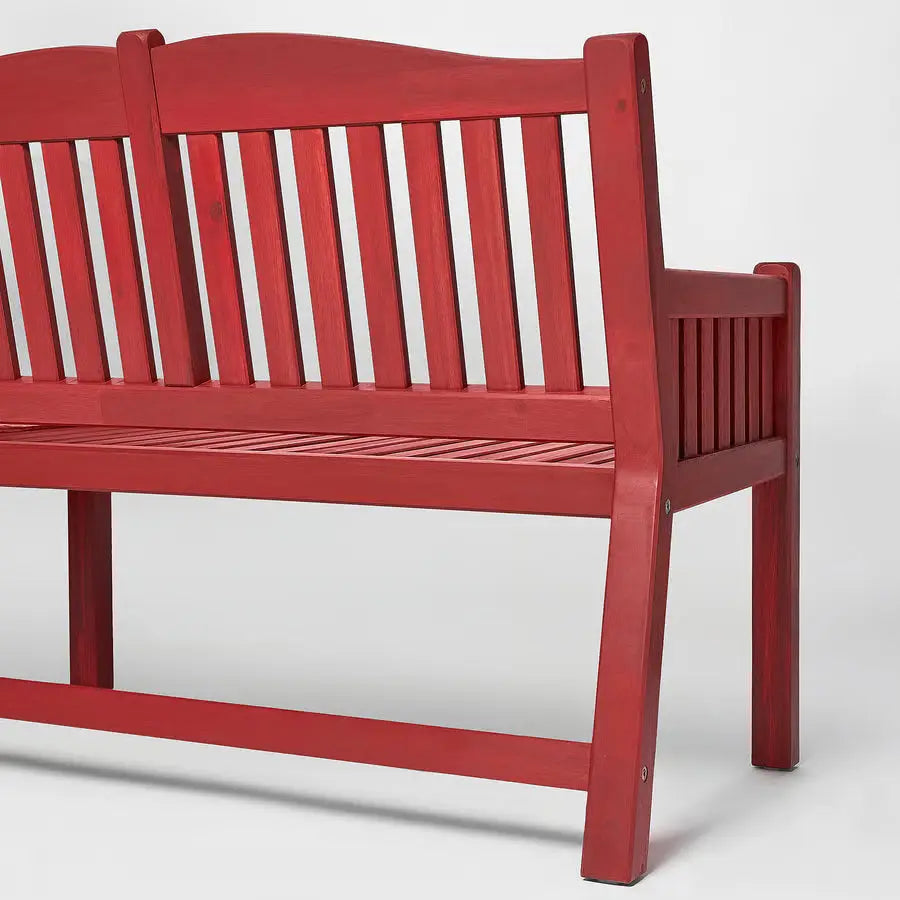 Outdoor Bench with Backrest, Red