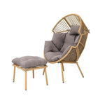 Load image into Gallery viewer, Outdoor Chair with Foot Stool – Grey &amp; Beige