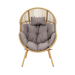 Load image into Gallery viewer, Outdoor Chair with Foot Stool – Grey &amp; Beige
