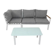 Outdoor Complete Set, Grey & White , 5-Seater Aluminium Sofa Set