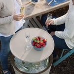 Load image into Gallery viewer, Outdoor Cool Bar Ice Cooler Table – Stylish White &amp; Brown Garden Drinks Table for Patio, Poolside &amp; Entertaining**