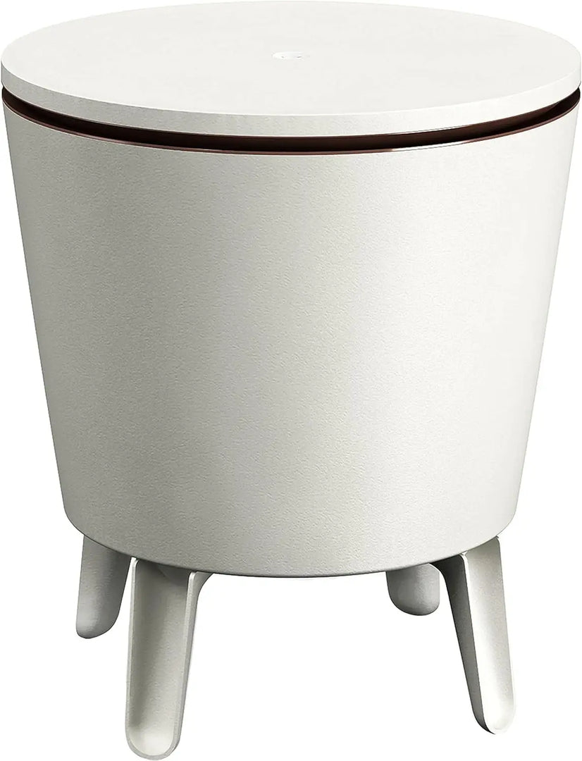 Outdoor Cool Bar Ice Cooler Table – Stylish White & Brown Garden Drinks Table for Patio, Poolside & Entertaining**