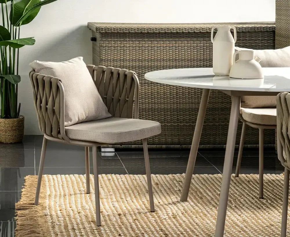 Outdoor Cushioned Single Seater Rope Weaving Dining Armchair-GCC Home Center