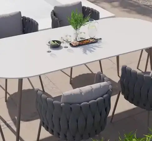Outdoor Cushioned Single Seater Rope Weaving Dining Armchair-GCC Home Center