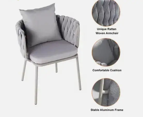 Outdoor Cushioned Single Seater Rope Weaving Dining Armchair-GCC Home Center