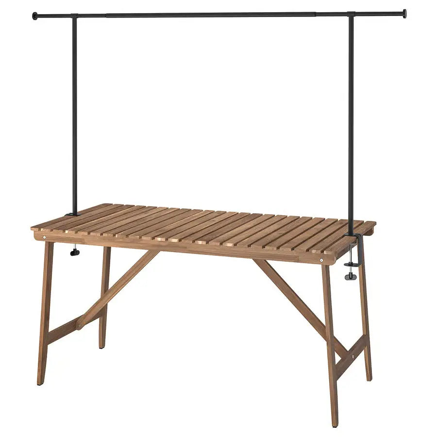 Outdoor Dining Table with Decorating Rod, Dark Brown/Black (143 cm)