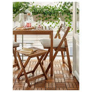 Outdoor Foldable Stool, Light Brown Stained (37×45 cm)