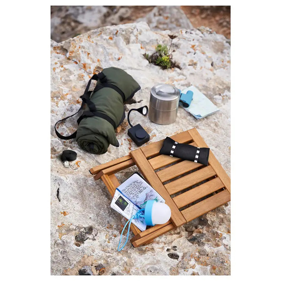 Outdoor Foldable Stool, Light Brown Stained (37×45 cm)