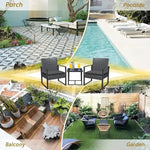 Load image into Gallery viewer, Outdoor Furniture Balcony Furniture 3 Pieces Garden Outdoor Furniture Set include 2 Rattan Chairs with Cushions and 1 Coffee Table-GCC Home Center