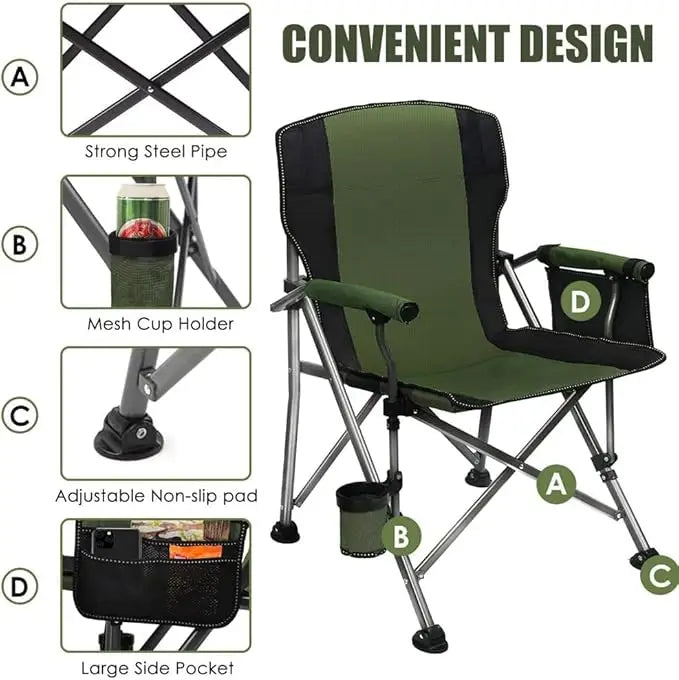 Outdoor Portable Camping Chair, Lightweight Folding Camping Chair, Heavy Duty Support 145KG-GCC Home Center