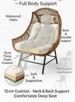 Load image into Gallery viewer, Outdoor Rattan Lounge Chair with 12cm Cushion, High Backrest and Headrest – PE Wicker and Iron Frame for Balcony, Patio or Garden