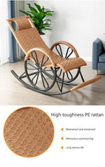 Load image into Gallery viewer, Outdoor rocking chair, high back rattan patio rocking chair, 300kg support, all weather porch-GCC Home Center
